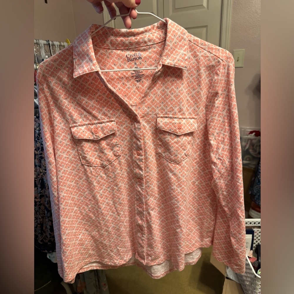 🟣 Croft & Barrow Coral Patterned Blouse
